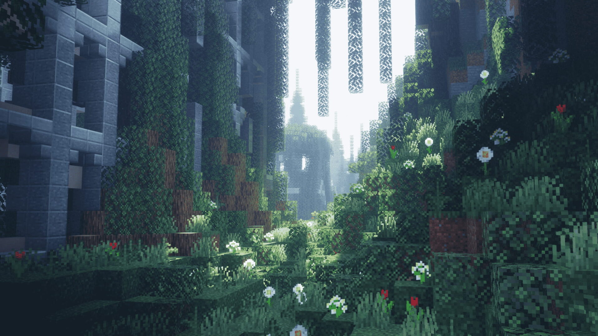 ruines foret lumineuse shader iterationt minecraft